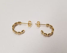 Cubic Zirconia Bezel 18k Gold Filled 13mm Hoop Earrings