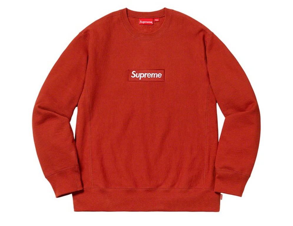 Sweat shirt à col crevette logo Supreme Box rouille FW18SW26 taille M moyenne