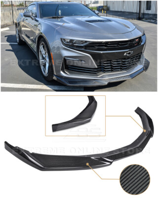 For 19-Up Camaro LT LS RS SS | ZL1 Style CARBON FIBER Front Bumper Lip Splitter
