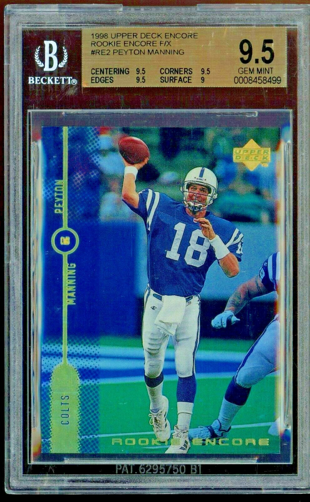 1998 Upper Deck Encore Rookie Encore F/X #RE2 Peyton Manning RC #/500, BGS  9.5 | eBay