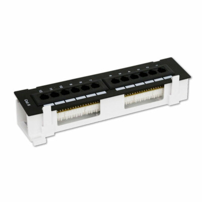 Wall Mount 12 Port Cat6 Patch Panel, 110 Type, 568A & 568B 10 Inch w/ Bracket