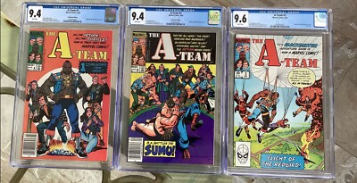 VINTAGE MARVEL A-TEAM COMPLETE RUN # 1 2 3 In CGC 9.4 9.6 NEWSSTAND - NEW CASES
