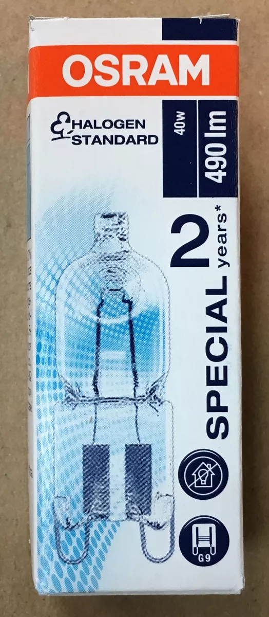 Pack of 2 OSRAM 66740 230V 40W OVEN Halopin G9 high temp bulb push fit