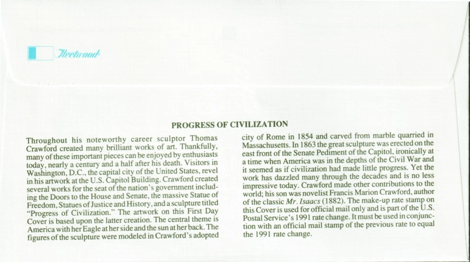 #O146 Official Mail 4c FDC Fleetwood Apr 6 1991 Oklahoma City First Day of Issue - Image 2 of 2