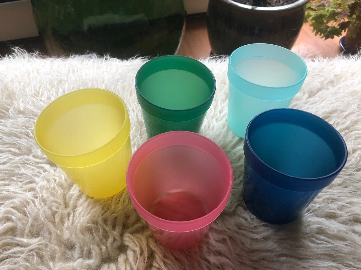 Lot of 5 Colorful PLASTIC BPA Free Drink Cups Kids Short Tumblers