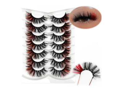 Colored Lashes Mink D Curl Color Red Lashes Strip 20mm/3D Mink Lashes Pack Wispy