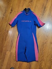 Vtg O'neill Women's Shorty Wetsuit 80's-90's Bright Colors Sz. 8