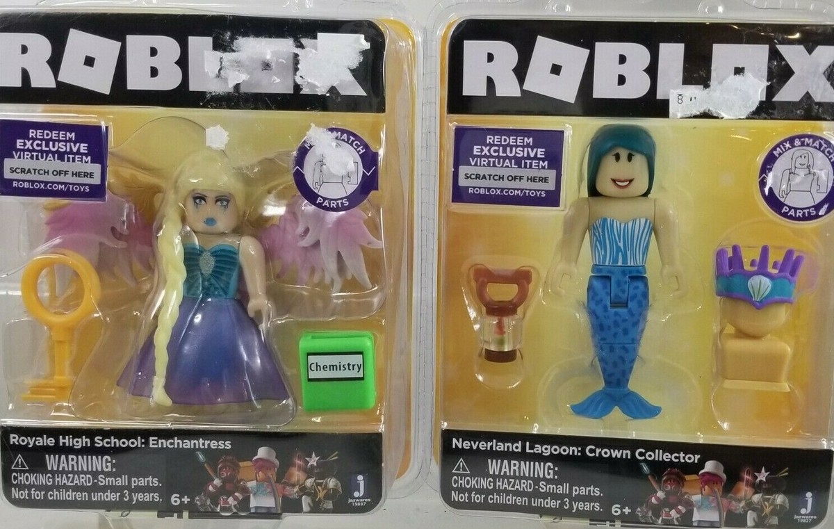 roblox celebrity collection neverland lagoon: crown collector and royale  high school: enchantress two figure pack 