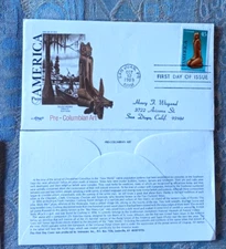 AMERICA pre-columbian southwest CAT carved figure puas 1989 ARTMASTER CACHT FDC