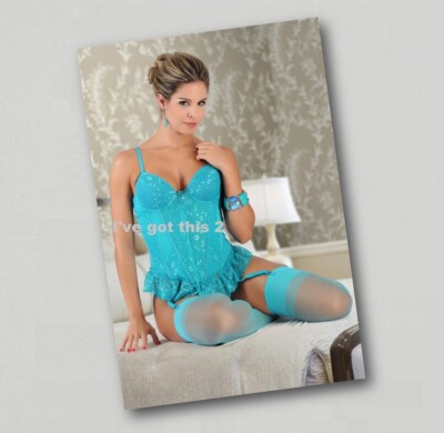 KÜHLSCHRANKMAGNET Glamour Model blaue Strümpfe Strapse - Akt Kunst 6396 B