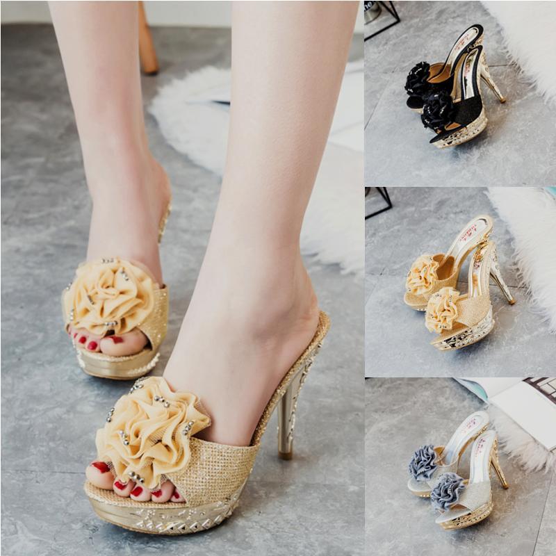 PANTOFOLA D’ORO Sandali donna estivi sexy tacco alto slim fiori dolci punta aperta ciabatte tendenza