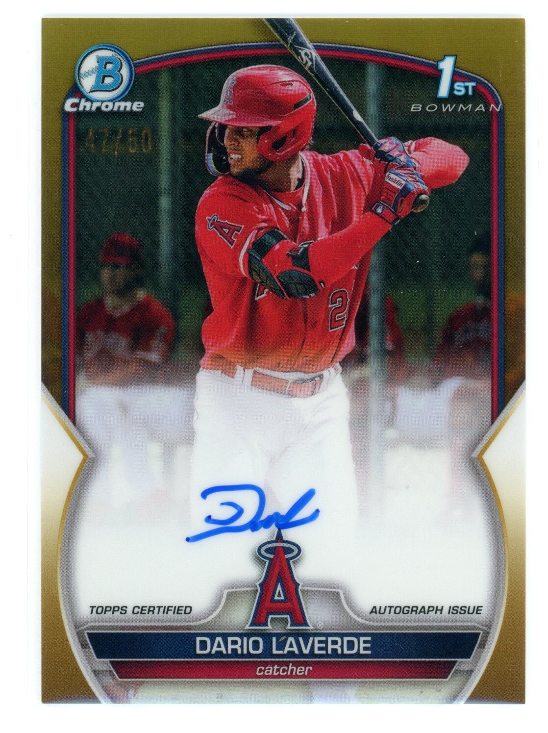 2023 Bowman Chrome DARIO LAVERDE 1st True Gold Refractor Auto RC #d/50