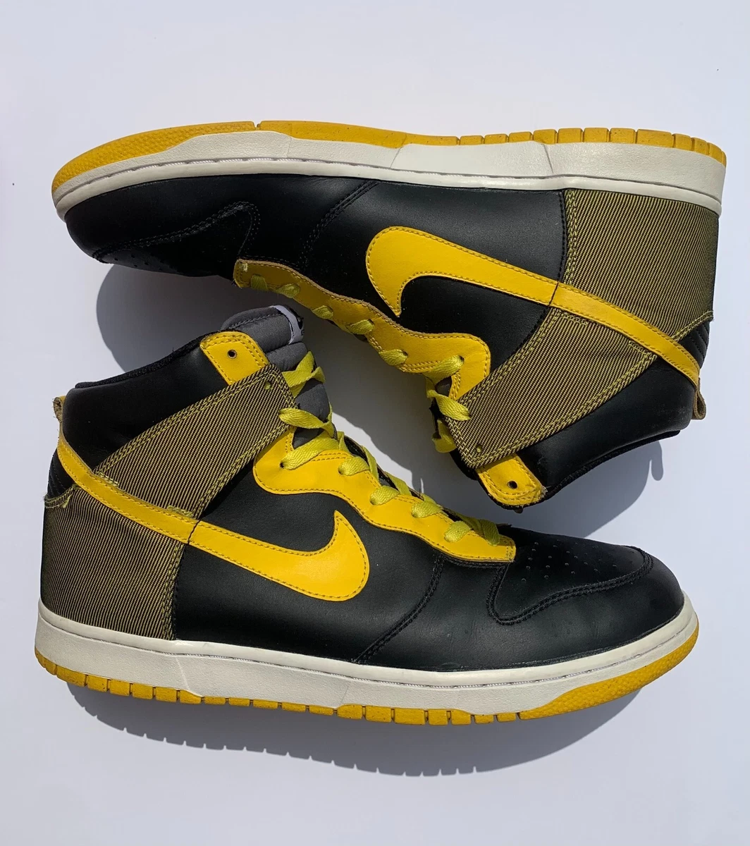 black and yellow high top nikes