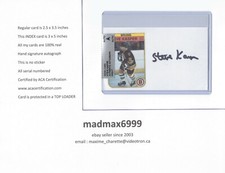 Steve Kasper Boston Bruins AUTOGRAPH AUTO SIGNED INDEX HOCKEY CARD 100% COA