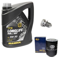 MotoröL Set ÖLfilter SM108 5W30 5Liter + ÖLablassschraube FüR Seat Exeo ST 3R5
