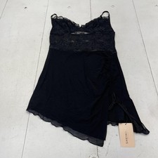 SHEIN Chemise Womens Large Black Lace Babydoll Lingerie Asymmetrical Hem Mesh