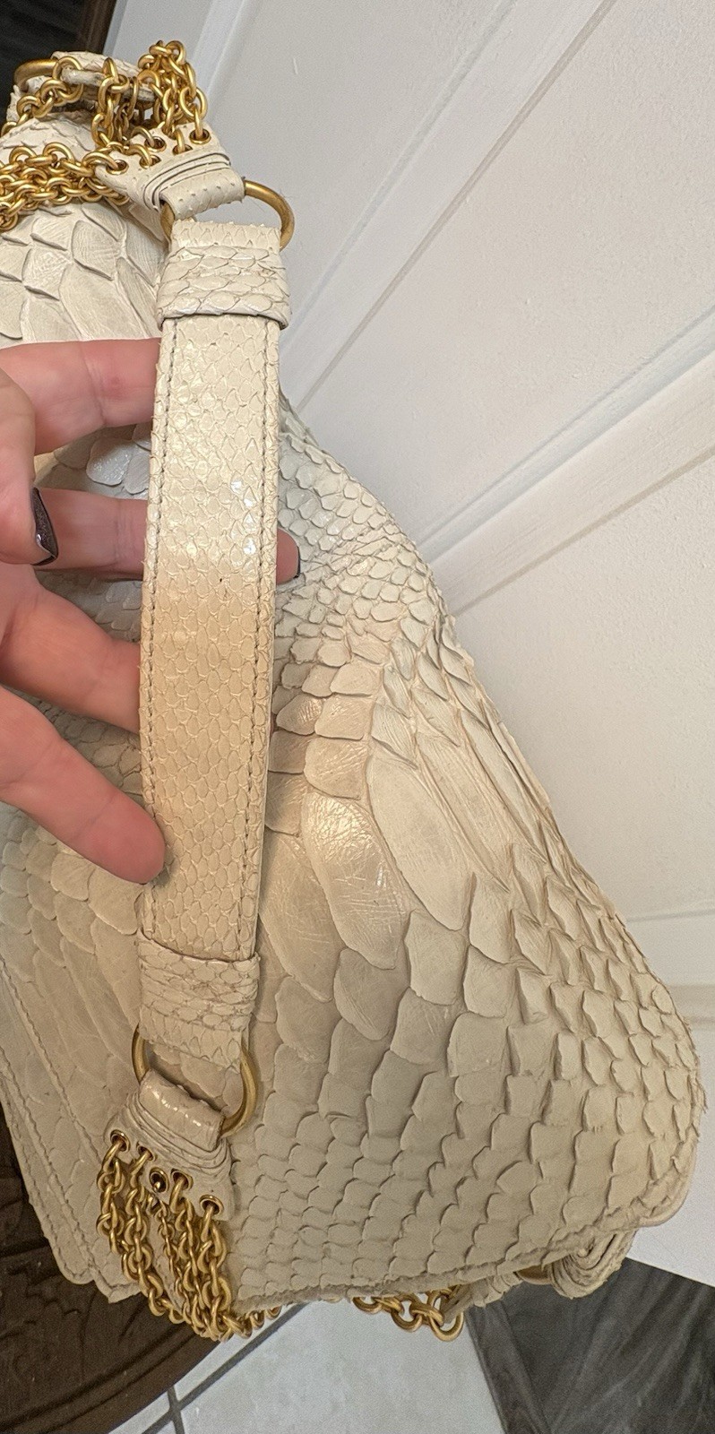 Bottega Veneta Cream Python Shoulder Bag Handbag Authenticated — image 6