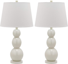 Modern White 3-Sphere Glass Table Lamp Set of 2 with LED Bulbs Included