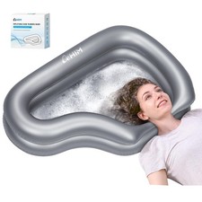 Portable Inflatable Shampoo Basin for Bedridden Elderly, Hair Large, Silver
