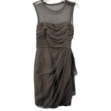 White by Vera Wang Black Ruched Tulle Mesh Cocktail Dress Womens 12 Sleeveless