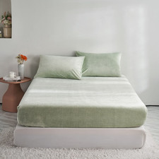 Yasmeng 1 Pack Sage Green Plush Velvet Full Fitted Sheet Only Ultra Soft Shaggy