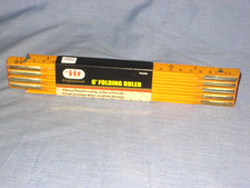 *NOS VINTAGE ILLINOIS INDUSTRIAL TOOLS 6-FT FOLDING WOODEN RULER - STD & METRIC