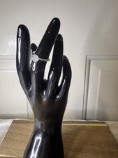 Vintage Cubic Zirconia With Silver Tone Solitaire Ring Size 5