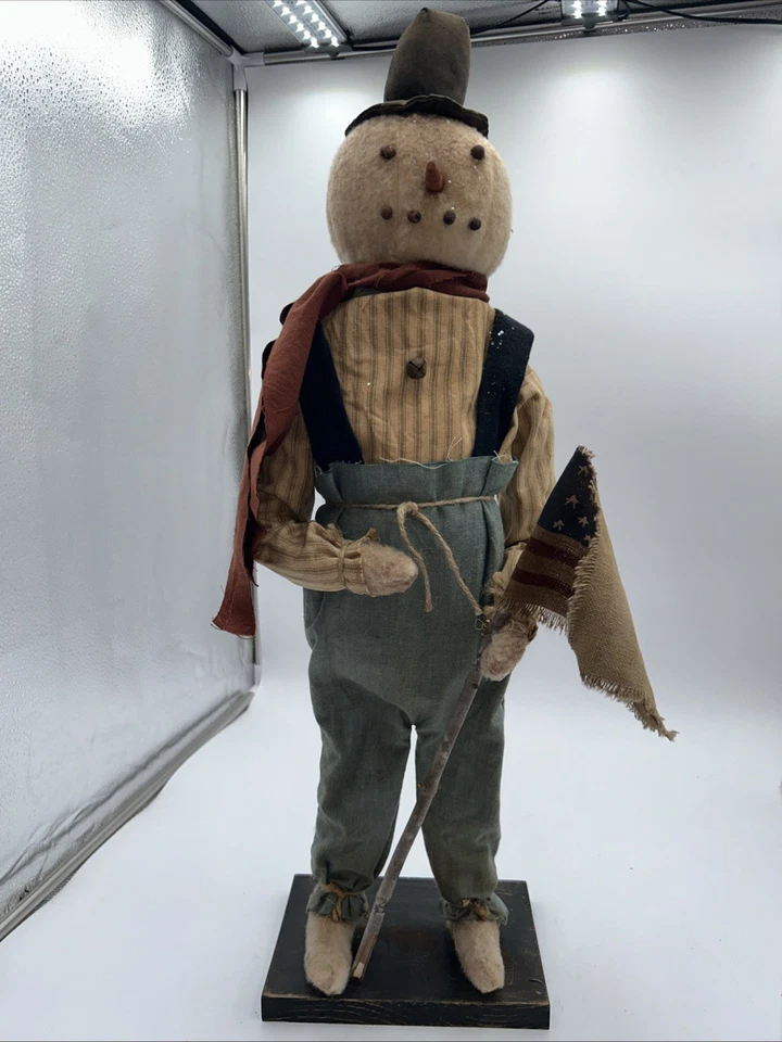 Винтажный деревенский магазин Arnett's снеговик 26 дюймов подписанный флаг 2014 Бетси Росс - Изображение 2 из 4