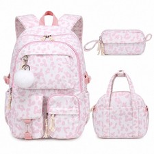 Girls Backpack 17.7" X 12.6" X 7.1" Corduroy 3PCS Set with Lunch Bag - School