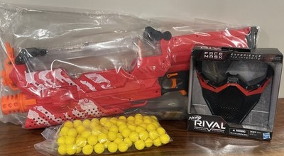 NERF Rival Ball Blaster MXVII-10K-red- Face Mask- 100 Rounds Nerf Balls NEW