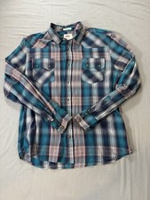 Levis Shirt Mens L Pearl Snap Western Plaid Rodeo Cowboy Farm Long Sleeve