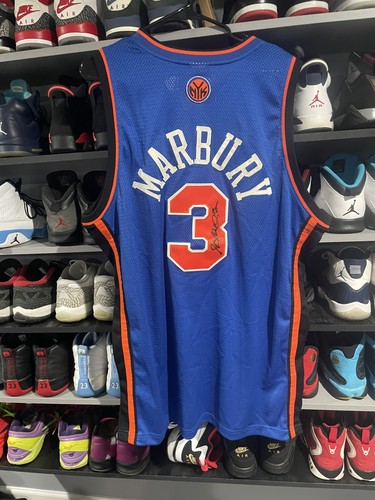 Autographed Stephon Marbury Authentic New York Knicks Reebok Jersey Size 48
