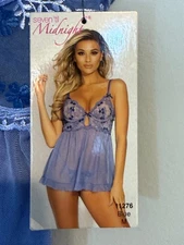 SEVEN TIL MIDNIGHT WOMEN S LINGERIE.SIZE: M BLUE BABYDOLL & PANTY SET FLORAL NEW