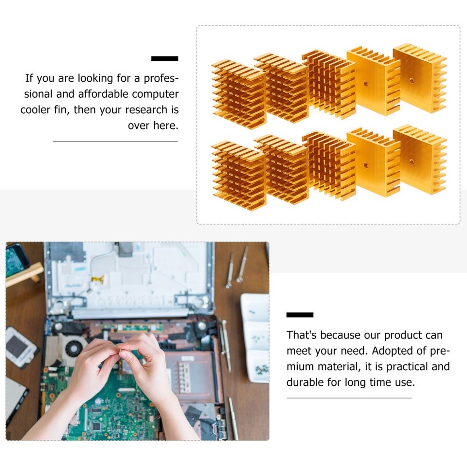 Processor Heatsink Module 10Pcs Reusable Aluminum Heat Sink Module for CPU GPU LED Cooling Golden ...