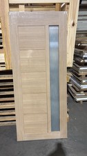 78x33" Unfinished Oak Linear Obscure Glazed External Door