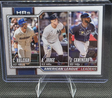 Topps 2025 Series 1 League Leaders AL Home Runs #38 Judge Raleigh Caminero
