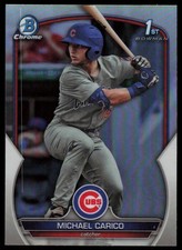 2023 BOWMAN DRAFT CHROME MICHAEL CARICO RC CHICAGO CUBS #BDC-170 REFRACTOR