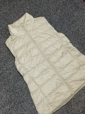 Uniqlo Ultra Light Daunenweste Damen L Ivory Weiß Reißverschluss Bodywarmer Wasserabweisend