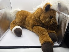 Chad Valley 16” Floppy Horse Pony Soft Toy  Vintage Plush Brown Laying