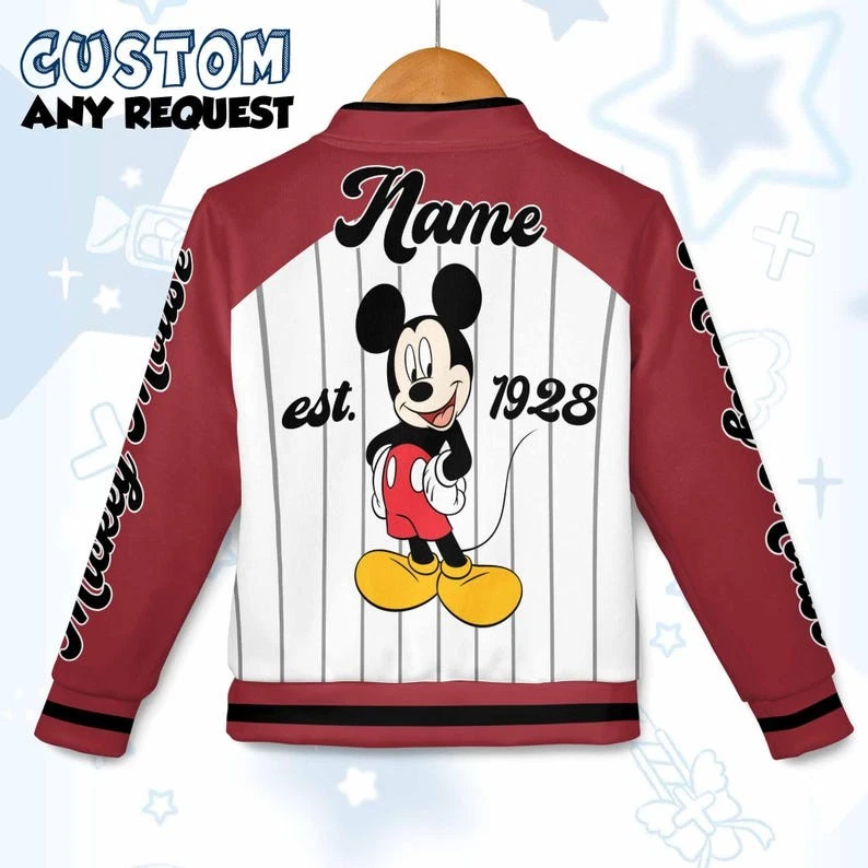 Custom Funny Mickey Mouse Est 1928 Birthday Gift For Fan Baseball Jacket