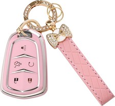 Key Fob Cover - Key Fob Cover Case Holder for 2015-2019 Escalade CTS-Pink-Pink