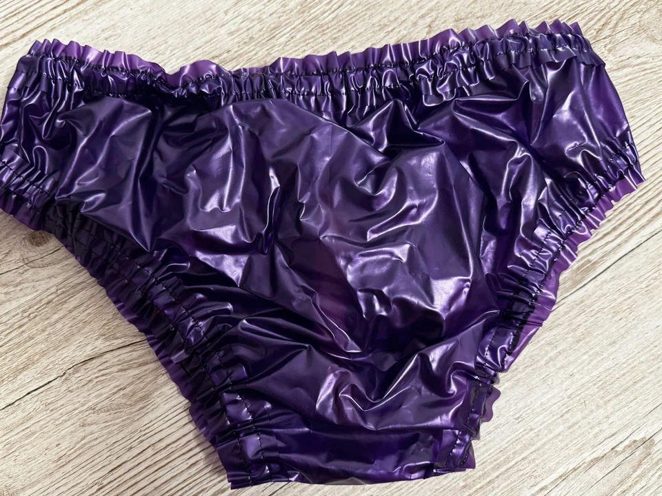 Toller Lila Metallic PVC Slip mit Zipper Gr.L-XL - Bild 2 von 3