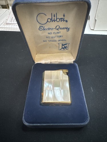 Colibri Mother-of-Pearl Cigarette Lighter with Original Storage Case-Japan