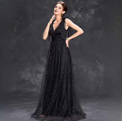 sparkly black bridesmaid dresses Black Satin Sweetheart Split Beaded Prom Dresses, MP986 main image 1
