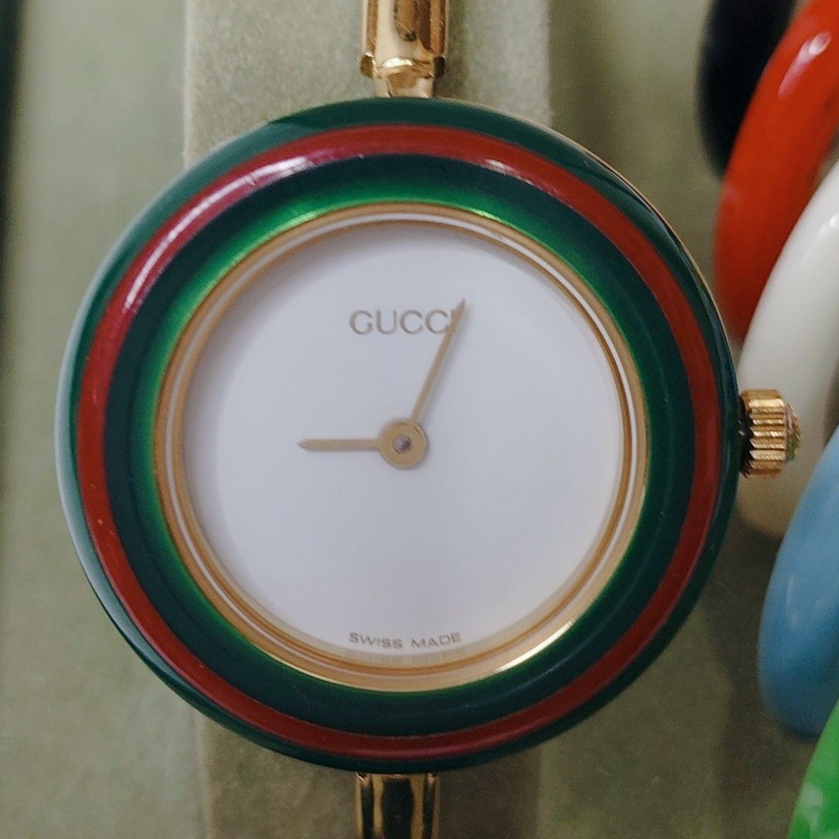 GUCCI Change Bezel Watch 28.4mm Gold White Dial 12 Colors Vintage Japan thumbnail 5