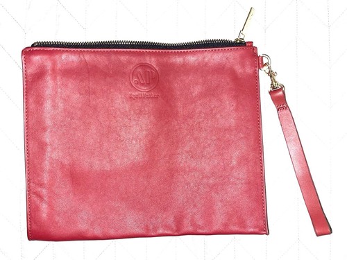 April Parker Red Dahlia Leather Wristlet Travel Purse ๐