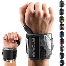 Wrist Wraps for Weightlifting 18" Heavy-Duty Support for Gym, Grey-Camo