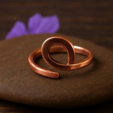 Adjustable Pure Copper Ring, Handcrafted Spiral Loop Thumb Ring, Minimalist Ring