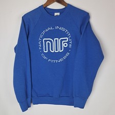 Vintage 90s Fruit of the Loom Sweatshirt Mens Large Blue Pullover Fitness USA