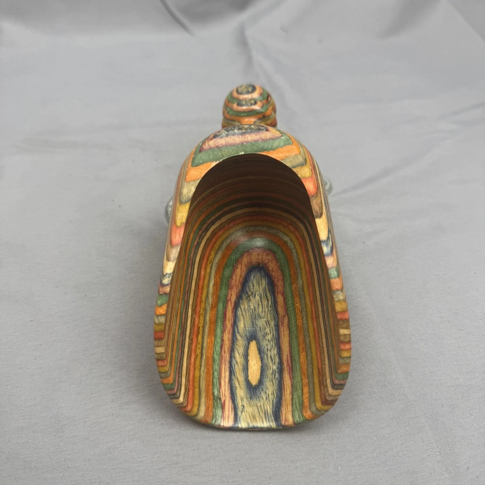 Cuchara de madera arco iris laminada hecha a mano mango tallado multicolor decoración de cocina Foto 2 de 4